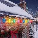 16FT Jumbo Christmas Lights Outdoor,Giant String Light Christmas Outdoor Hanging Lights with 10 Large Clear Multicolor Bulb for Holiday Home Roof Yard Garden Decorations