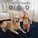 Fluffy Area Rug Blue 4x6 Rugs for Bedroom,Plush Soft Navy Blue Shag Carpet for Living Room Boys Book Room Nursery Kids Playroom Dorm Decor