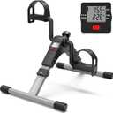 Pedal Exerciser Desk Exercise Bike Leg and Arm Exercise Bike with LCD Monitor Foldable and Porable (Black/Grey)