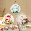 3 Pack Beginner Embroidery Kits for Adults DIY Starter Kit with,cross stitch kits for beginners,Stamped Patterns,Embroidery Hoop,Colorful Threads,Tools,Step by Step Instructions & Video Tutorial (mushroom)