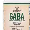 GABA Supplement (300 Capsules, 1,000mg per Serving) Promotes Calm, Relaxation, and Supports Sleep (Vegan Safe, Gluten Free, Non-GMO)(Gamma Aminobutyric Acid) by Double Wood, Best By: 04/2027