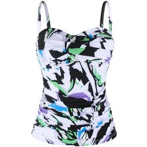 Ocean Blues Women's Strapless Bandeau Swimsuit Top Ruched Tummy Control Tankini Top Only, Size Small