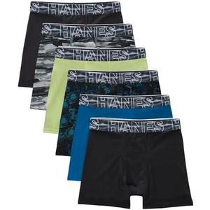 Hanes boys Boys' Performance Tween Boxer Briefs Underwear, X-temp, Assorted Solids, 6-pack Size L
