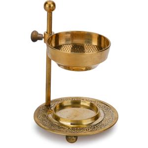 Ajuny Brass Incense Burner Adjustable Resin Charcoal Tealight Holder Golden | Spiritual Fragrance Censer for Meditation Altar Prayer Aromatherapy Home Office Decorative Accessory Gift Sacred Ritual Decor