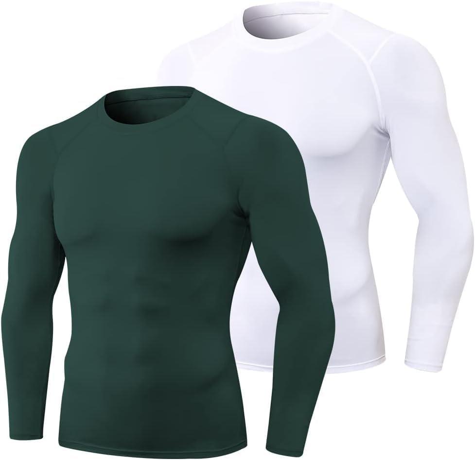 Men's Compression Shirt Long Sleeve Athletic Workout T-Shirts Top Active Sport Base Layer Undershirt Dry Fit (XL)