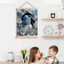 Qykwz Aqua Blue Christmas Snowman Canvas Wall Art Poster 12x16 Inch, Blue Snowman Wall Decor, Pastel Xmas Snowflake Winter Holiday Wall Decor Canvas Prints for Home Bedroom Living Room (color_15)