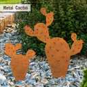 2pcs Metal Cactus Outdoor Decor,Desert Steel Yard Art, Metal Plants Prickly Pear Cactus,Lawn Decoration&Yard Art Outdoor and Garden Clearance Large