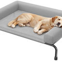 Simple Trending Elevated Dog Bed for Large Dogs with Bolsters, Grey (47.75"L x 31"W x 8"H)