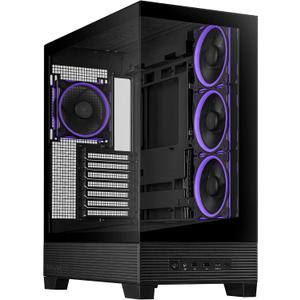 ASUS A31 PLUS Black ATX pc case (hidden-connector motherboards, 360mm radiators and 380mm graphics cards, four pre-installed ARGB fans, clean cable management)