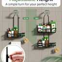 Shower Caddy Hanging Organizer, Extra Large Rack Over Showerhead with Hooks, Adjustable Height Shower Caddy for Big Shampoo Bottle, Black