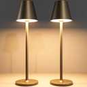 2 Pack LED CordlessTable Lamp,4000mAh Rechargeable Battery Desk lamp,3 Level Brightness Portable Night Light, Minimalist Design, for Couple Dinner/Coffee Table/Restaurant/Bedroom(2Pack Khaki)