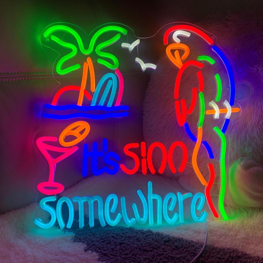 its 5 o'clock somewhere 5:00 Neon Light Sign Home Beer Bar Pub Room Game Windows Glass Wall Decor Party Birthday Bedroom Decoration Gifts LED