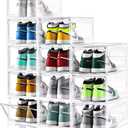 INSTY 12 Pack Large Shoe Storage Box, Clear Shoe Storage Organizer with Magnetic Door, Stackable,Shoe Containers For Display Sneakers, Easy Assembly, Fit up to US Size 12, Clear