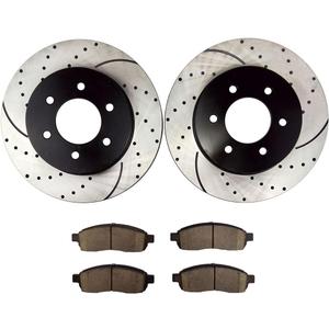 QPD10039 Front Brake kit with Drilled/Slotted Rotors and Ceramic Brake pads for Ford F-150 Lincoln Mark LT
