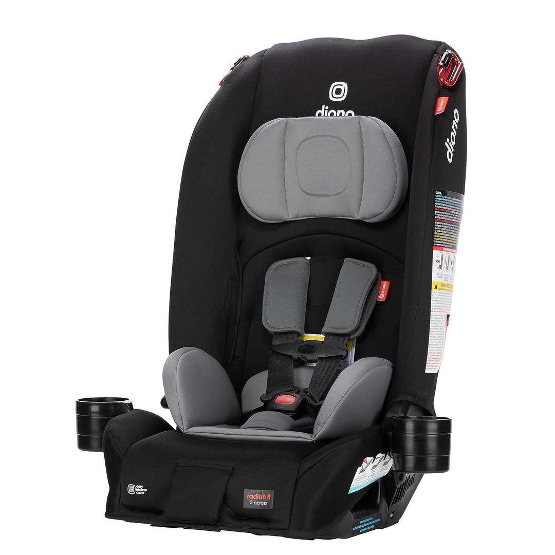 Diono Radian 3R, All-in-One Convertible Car Seat, Rear and Forward Facing, 10 Years 1 Car Seat, Slim Fit 3 Across, Black Storm, MFD: 2026/03/31