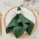 Dinner Cloth Napkins Bulk,100% Natural Soft Fall Cotton Linen Napkins,Washable Napkins with Hemmed Edges for Wedding Decorations Christmas,16*16, (Set of 12, Dark Green)