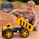 Maxx Action 16" Steel Dump Truck, Realistic Lights & Sounds, Heavy Duty Metal Truck Bed, Extra Large Wheels, Rugged Construction Vehicle Toy for Kids, Ages 3+, Indoor and Outdoor Play, 15.3 inches