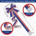 AnyDesign 6Pcs Patriotic Cabinet Bows 4th of July Kitchen Window Decor American Flag Star Striped Ribbon Bow with Hook & Loop Closure for 250th Anniversary Independence Day Memorial Day Party Supplies