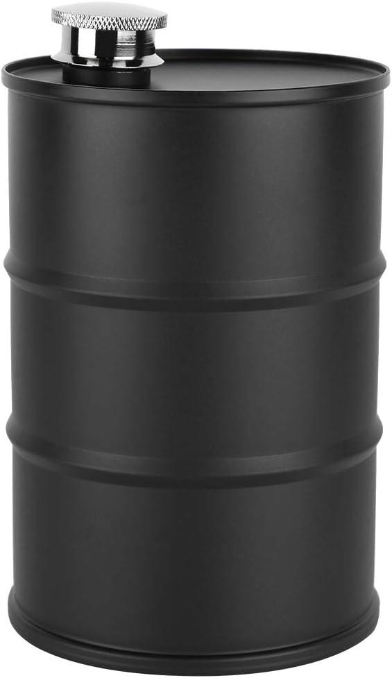 24oz Stainless Steel Water Bottle, Beer Keg Style Wine & Liquor Bottle Uninsulated Single Walled Metal Canteen Drink Bottle with Screw On Cap for Sports Hiking Picnics Camping (Black)