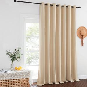 NICETOWN Sliding Door Window Treatment - Blackout Patio Door Curtain Panels, Privacy Thermal Drapes for Department with Grommet Top (Biscotti Beige, W100 x L108)