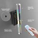 Crystal Battery Operated Wall Sconce, Black and Gold Rechargeable Wireless Wall Light Fixtures with Remote Control, 3CCT and 12 RGB Dimmable Wall Sconces Lamp for Bedroom Living Room Hallway, Black and Gold, 1-Light