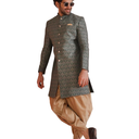 Men's Jacquard Floral Indowestern Sherwani Pajama/Dhoti Set – Regular Fit, Mandarin Collar| Ethnic Festive Wear, 40