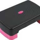 Fitvids Aerobic Step Platform Trainer with Adjustable 2-Level Risers, 400 Pound Weight Capacity  Non-Slip Exercise Stepper for Cardio, Strength, and Fitness Workouts, 18-Inch, Multiple Colors (Black and Pink)
