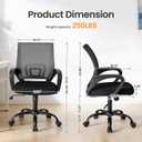 OLIXIS Office Desk Chair - Ergonomic Mid Back with Lumbar Support & Rocking Mode, Height Adjustable with Fixed Armrest, Storage Back for Computer, Gaming, Conference, Meeting, 360 Swivel, Black