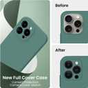 FireNova Designed for iPhone 15 Pro Case, Silicone Upgraded [Camera Protection] Phone Case with [2 Screen Protectors], Soft Anti-Scratch Microfiber Lining Inside, 6.1 inch, Midnight Green