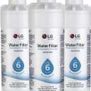 LG LT1000P3 6-Month / 200 Gallon Refrigerator Replacement Water Filter, 3 Count (Pack of 1), White