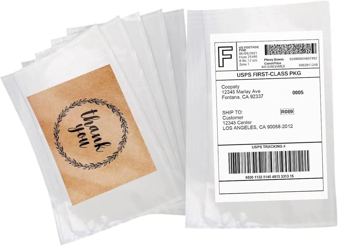 Coopaty 6" x 9" Adhesive Packing List Envelopes Clear Plastic Mailing Shipping Envelope Pouch (200 Pack)
