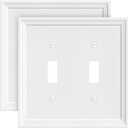 2-Pack Double Toggle Light Switch Cover Plate, White Decorative Dual Switch Plate Covers,Natural Bamboo Fiber 2 Gang Wall Plate, Corrosion Resistant