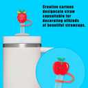 2 x 5pcs Apple Stanley Cup Straw Cover Stanley Straw Topper Cup Accessories Cup 40 Oz (Black F2)