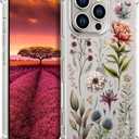 Compatible with iPhone 16 Pro Case Designer Cute Clear for Women,Silicone Phone Cover Cases Design (Botanical Flowers Leaves Herbs)