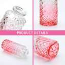 Glass Bud Vase Set in Bulk, 9pcs Mini Vintage Flower Vases for Wedding,Pink Relief Vase for Centerpieces,Home Table Flower Decor, Party Decorations