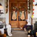 2 Pcs Fall Wreath Sash for Front Door Embroidery Monogram Pumpkin Ribbon Sash for Fall Thansgiving Yard Porch Decor (Letter S)