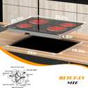 4 Burner Electric Cooktop, TOPWISH 24 Inch, Built-in Electric Stove Top, 220-240v Radiant Cooktop with Child Lock, Touch Control, Residual Heat Indicator, Overheat Protection, Hard Wire (No Plug)