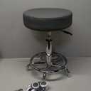 Adjustable Rolling Stool with Wheels Heavy Duty 500lb Round Rolling Stool with Footrest, Patent Leather Drafting Stool Chair with Wheels Work Spa Salon Seat, Black 