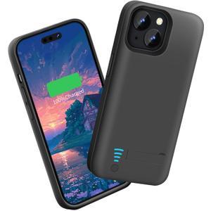 Sitong Battery Case for iPhone 15, 5000mAh Rechargeable Extended Battery Charging/Charger Case, Add 100% Extra Juice (6.1 inch) Black