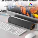 SOULION R50 Bluetooth Computer Speakers, 3.5mm PC Sound Bar for Desktop Monitor, Wired USB Powered & Colorful LED Lights with Switch Button, Surround Sound Soundbar PC Spearkers for Computer
