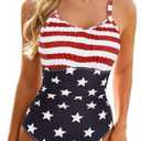 Century Star Tummy Control One Piece Swimsuit for Women Vintage Bathing Suits Ruched Swimwear Size M