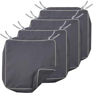 Porch Shield Outdoor Cushion Slipcovers Patio Chair Seat Cushion Covers Set 4 Waterproof Fade Resistant 21 x 21 x 4 inch, Dark Grey
