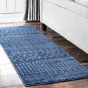 nuLOOM 2x8 Moroccan Blythe Area Rug, Dark Blue, Faded Bohemian Design, Stain Resistant, For Bedroom, Dining Room, Living Room, Hallway, Office, Kitchen, Entryway