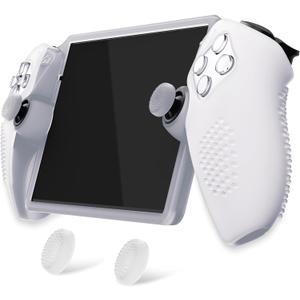PlayVital Design for PS Portal Silicone Protective Case with Thumb Grips Enhanced Grip Comfort | Anti-Slip 3D Studded Design | Full Protection Clear White