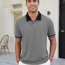 Men's Casual Short Sleeve Polo Shirts Classic Button Summer Collared Golf Top T-Shirt with Pocket (S)