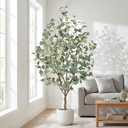 5FT Artificial Eucalyptus Tree Indoor, Faux Eucalyptus Tree with 477 Silk Leaves, Tall Fake Tree - Artificial Tree Indoor for Living Room Office Bedroom Home Decor