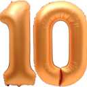 10 Balloon Number, 40 Inch Orange Foil Balloons Giant Jumbo Helium Number 10 Balloons for Boys Girls 10th Birthday Decorations Anniversary Events Party Decorations (Orange)