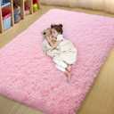 Pink Area Rugs for Bedroom, 4x6 Fluffy Soft Shag Rugs for Living Room, Small Fuzzy Plush Shaggy Carpets for Boys and Girls Dorm Room Home Decor (4ft x 6ft, Pink) (6' x 4' (Rectangular))
