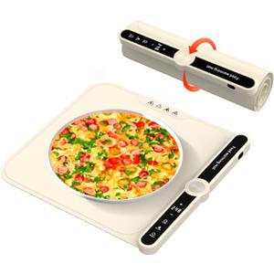 Small Warming Mat for Food Portable Rolled-up Silicone Food Warmers for Parties,Buffet,Countertop Electric Food Warming Mat 9-Level Precise Temp Control Keep Warming Last 18 Hours