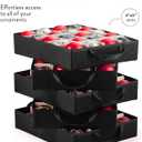 Premium Large Carrying Christmas Ornament storage Box with Clear Lid, 3" Compartment, Contains 10 Trays, Keeps 200 Holiday Ornaments & Xmas Accessories, Made Of Tear Proof Made Of 600D Oxford Fabric (Black)